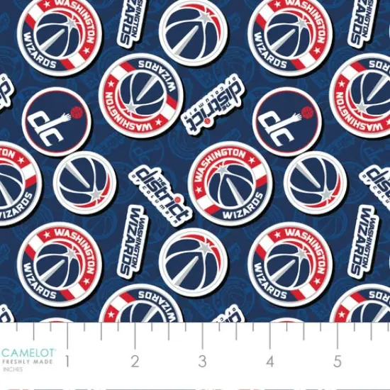 NBA Licensed Washington Wizards Toss Navy Cotton Fabric by the Yard {1}