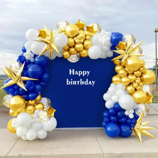 187PCS Royal Blue and Gold Balloons Arch Garland Kit, 5 10 12 18inch Royal Blue and Gold White Balloons with Gold Foil Balloons for Baby Shower Anniversary Wedding New Year Birthday Party Decorations {5}