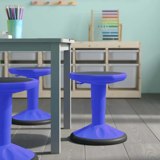 Emma and Oliver Saylor Height Adjustable Active Motion Stool for Kids with Weighted Rubber Non-Slip Bottom Blue {6}