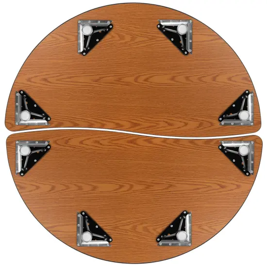 Emma and Oliver 2 Piece 47.5" Circle Collaborative Grey Kids Adjustable Activity Table Set {6}