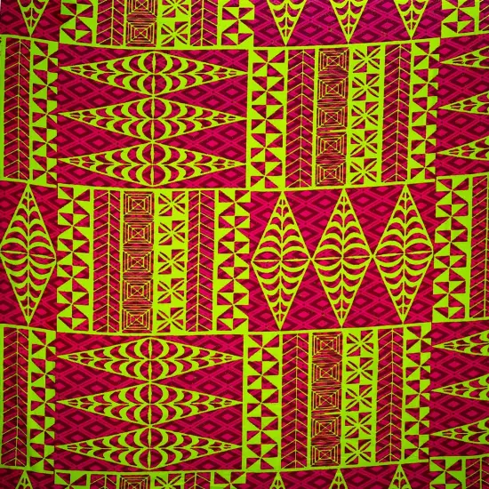 1 Yard Traditional Tongan Geometric Design Cotton Fabric 30in L x 45in W Yellow {6}