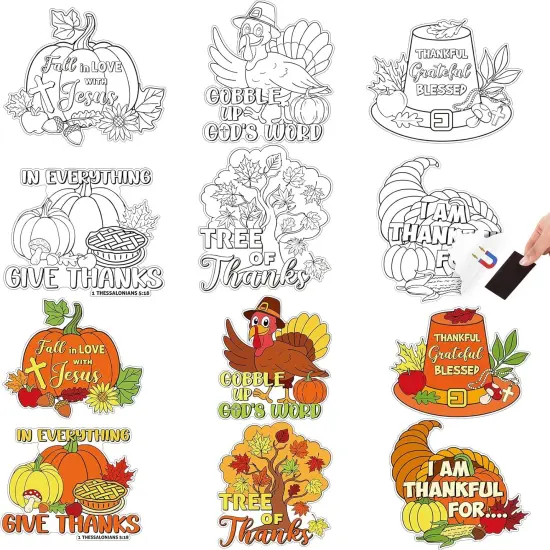 36 Pcs Coloring Crafts Kit for Thanksgiving {1}