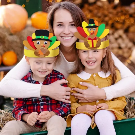 24 Sets Thanksgiving Turkey Headbands Fall Craft Kits {3}