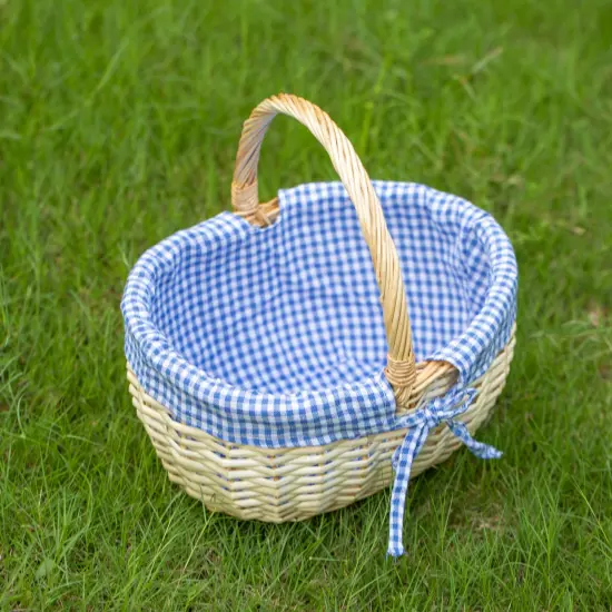Wickerwise Picnic Basket with Handle, and Washable Plaid Liner - Ideal for Outdoor Adventures, Photoshoots and Home D&eacute;cor - Perfect Gift Basket for Weddings and Holidays like Halloween {5}