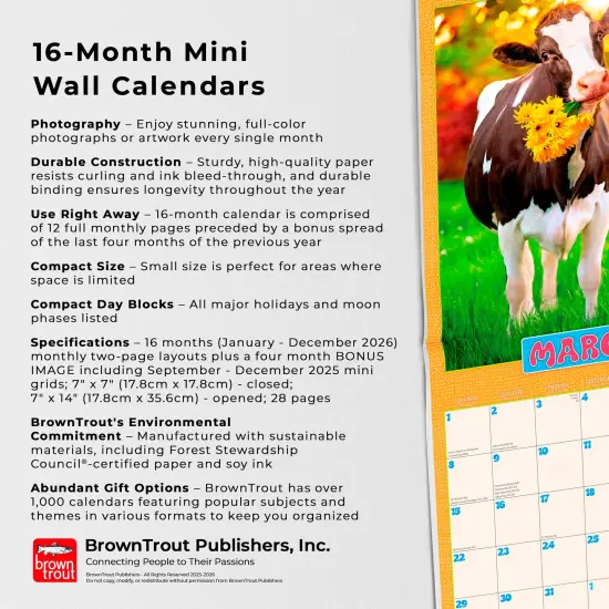 Avanti Funny Farm OFFICIAL | 2026 7 x 14 Inch (Hanging) Monthly Mini Wall Calendar {6}