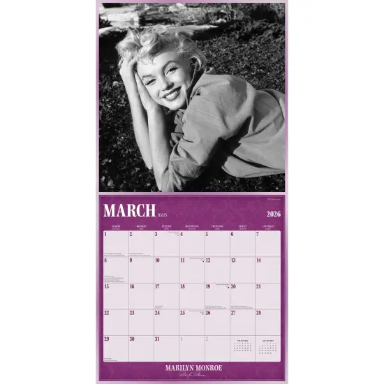 Marilyn Monroe OFFICIAL | 2026 12 x 24 Inch (Hanging) Monthly Square Wall Calendar | English/French Bilingual {3}