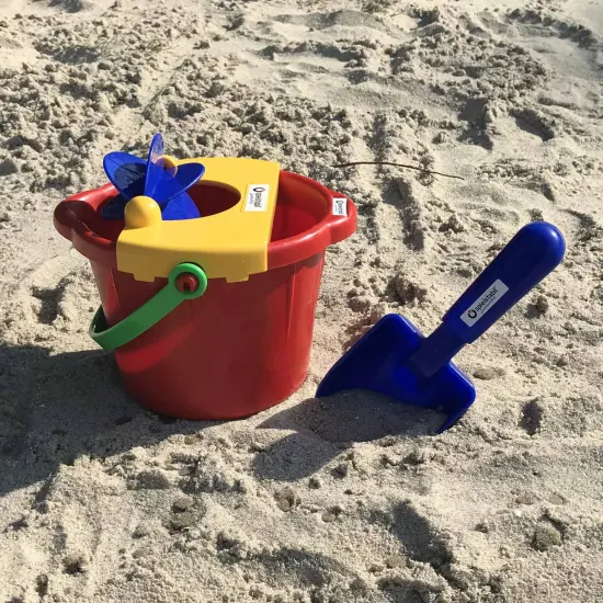 Spielstabil Toddler Sand Toys for Beach - Bucket Mill 3 Piece Set, Sandbox Toys for Kids 1.5 & Up, Includes Bucket, Sand Scoop and Spinning Wheel Multicolor {5}