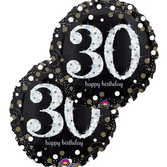 18" Sparkling Birthday 30 Foil Mylar Balloon {4}