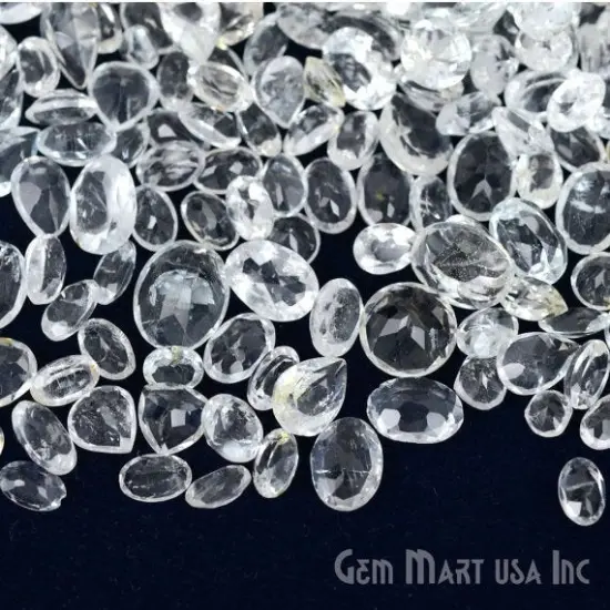 White Topaz Gemstone, 100% Natural Faceted Loose Gems, November Birthstone, 4-8mm, 50 Carats {5}