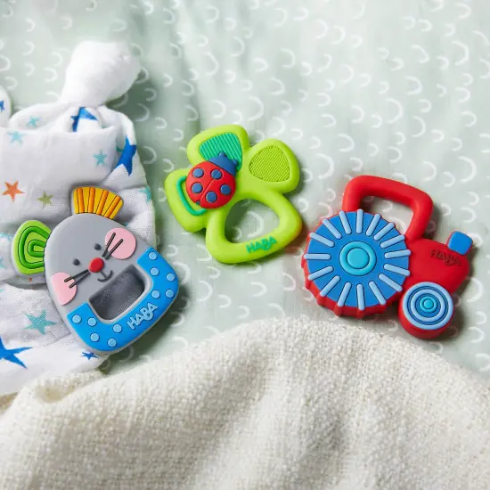 HABA Tractor Silicone Teethers for Babies 6-18 Months -Grasping Toy for Safe Sensory Development - Dishwasher Safe Baby Essentials Multicolor {5}