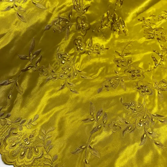 1 Yard Beaded Bridal Lace Fabric Embroidered Floral Satin Gown Couture 54" Width Fuchsia {2}