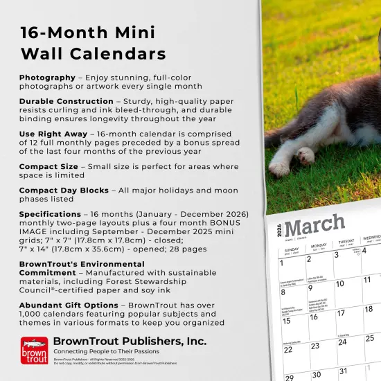 Siberian Husky Puppies | 2026 7 x 14 Inch (Hanging) Monthly Mini Wall Calendar {6}