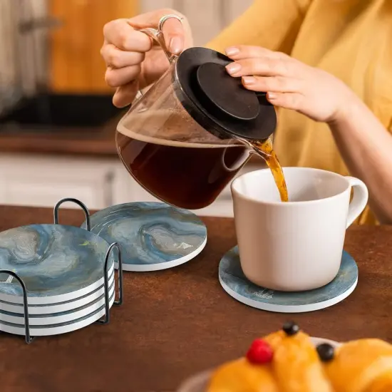 Cute Ceramic Stoneware Coaster Set {5}