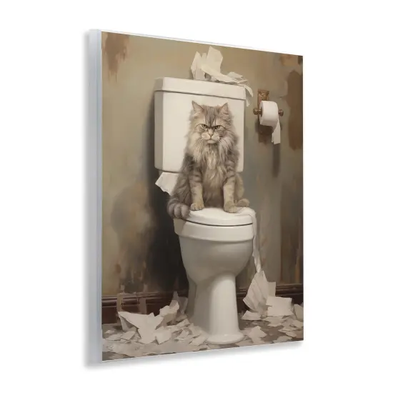 Stupell Industries Cat & Torn Toilet Paper Wall Plaque Design by Arlington Prints {3}