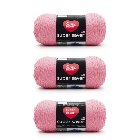 Red Heart Super Saver Perfect Pink Yarn - 3 Pack of 198g/7oz - Acrylic - 4 Medium (Worsted) - 364 Yards - Knitting/Crochet {1}