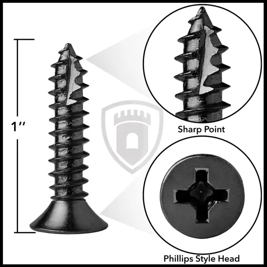Cauldham Wood Screws #9 x 1 Inch for Door Hinges - 25 pack {4}