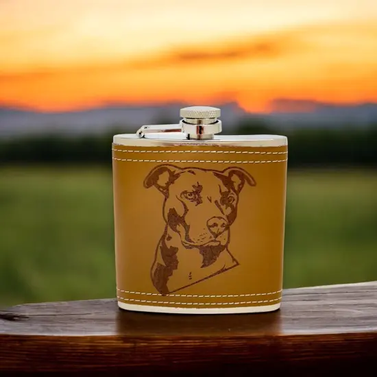 6oz Pit bull Leather Flask {3}