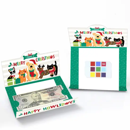 Big Dot of Happiness Christmas Pets - Cats and Dogs Holiday Party Money And Gift Card Holders - Set of 8 {4}
