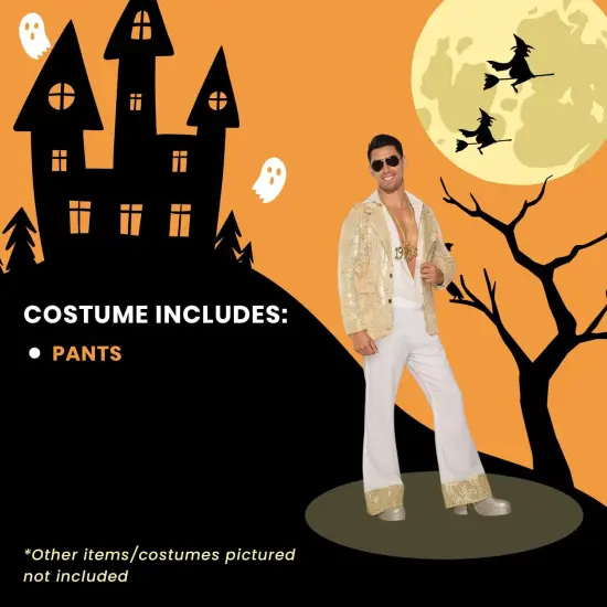 Men's Costume Disco Pants, White {6}