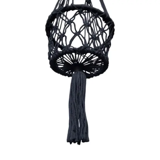 Northlight 43" Black Lattice Macrame Hanging Planter Holder {5}