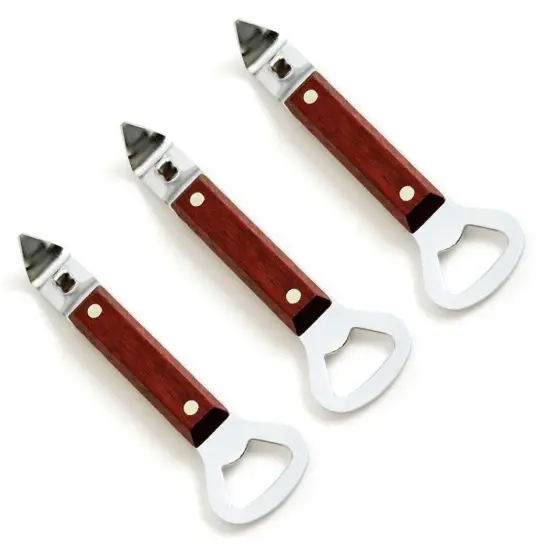 Norpro Heavy Duty Wood Handle Soda Pop Beer Can Punch and Bottle Opener {6}