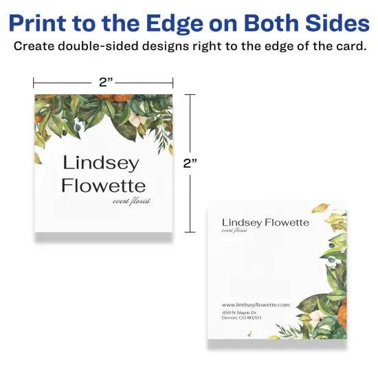 Avery Printable Matte White Cards with Sure Feed, 2" x 2" Square {6}