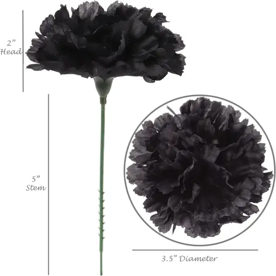 Box of 200: Black Carnation Picks, Floral Home by Artificial Flowers {3}