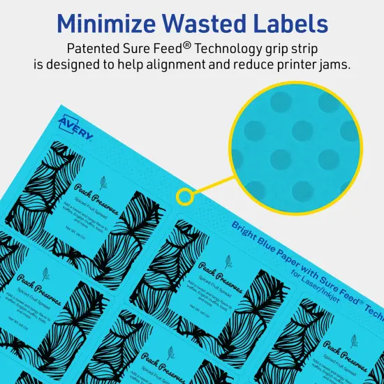 Avery Bright Blue Paper Labels, 2" x 2-5/8" Rectangle {4}