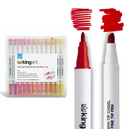 KINGART&reg; Twin-Tip Chisel & Fine Markers, Set of 36 Colors {1}