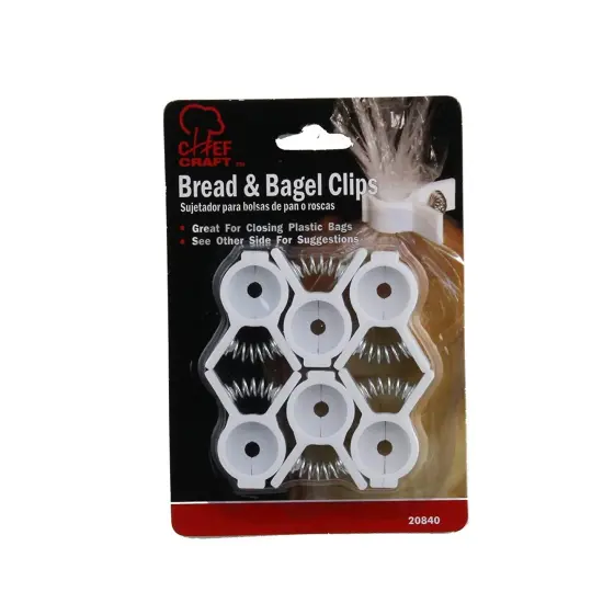 Chef Craft 6pc Bread & Bagel Clips - Plastic or Chip Bag Tie Sealing Clips {5}