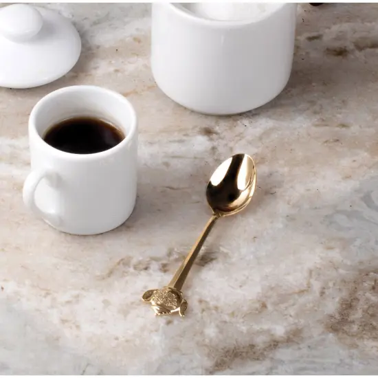 HIC 4.5" Teapot Design Gold Plated Demi Spoon - Stir Coffee Espresso Demitasse {3}