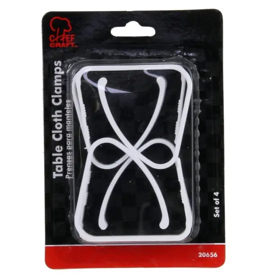 Chef Craft 4pc Plastic Tablecloth Clamps Set, Picnic Table Cloth Cover Clips {4}