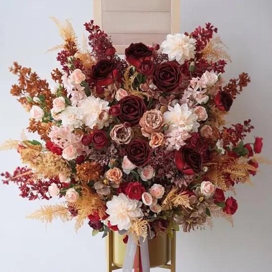 16PCS Burgundy Flowers Artificial Silk Roses with Stems for Wedding Bouquets Party Bridal Shower Home Decor {2}