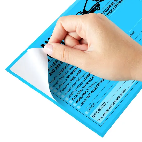 50-Pack Parking Violation Stickers, You are Illegally Parked Adhesive Tow Sign Tickets, Bulk Set of 5x8 Blue No Parking Car Warning Towed Notice Labels, Tags for Vehicle Window {6}
