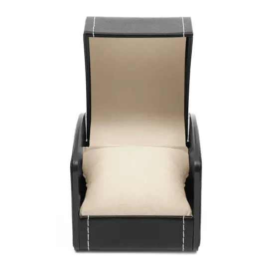 Single Grid Wrist Watch Box with Pillow (Black, Faux Leather) {4}