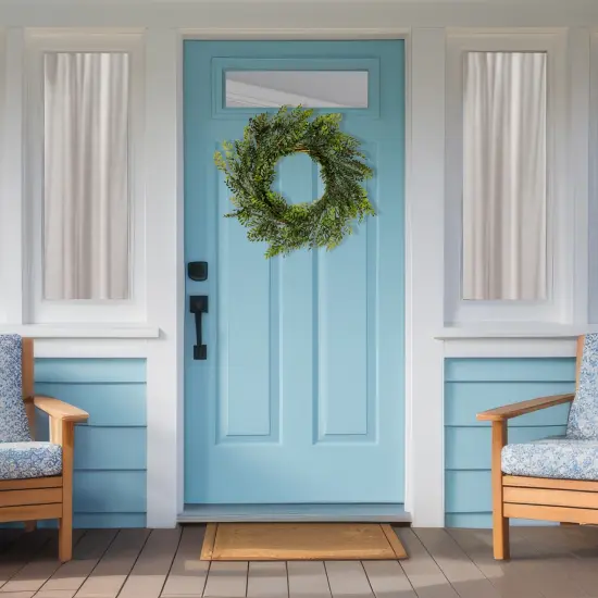 Northlight 32" Mixed Greens Lush Boxwood Artificial Wreath - Unlit {4}