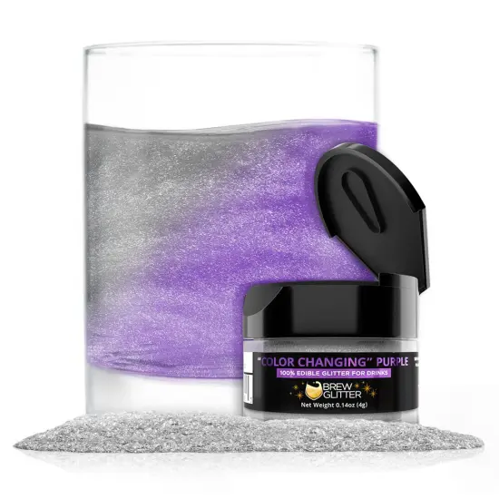 Brew Glitter - Purple Color Changing Edible Drink Glitter (4g, x1 Flip-Cap Jar) for Beer, Cocktails and Beverages {1}