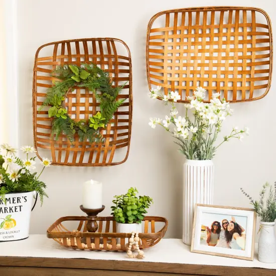 Northlight Rectangular Lattice Tobacco Baskets - Brown - Set of 3 {1}