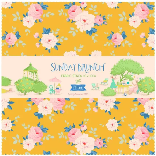 Tilda Sunday Brunch Fabric Stack - 40 - 10" x 10" Squares - 2 of each design - 100% Cotton {1}