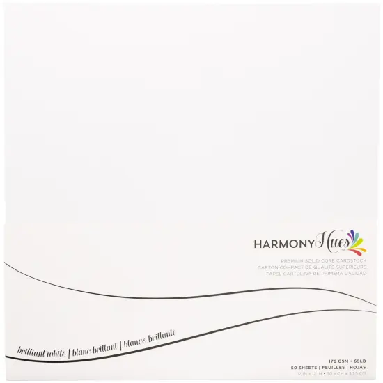 Cardstock 12 x 12 Paper Pack - 65lb Smooth Card Stock for Crafts, Cardmaking, Art Projects - 50 Square Scrapbook Sheets - Double Sided with Solid Core, Brilliant White {1}