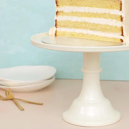 LARGE LINEN WHITE MELAMINE CAKE STAND {4}