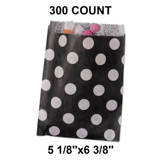 Large Dots Paper Merchandise Bags 5 1/8" x 6 3/8" Black {1}