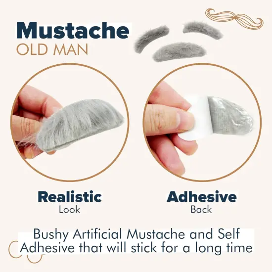 4E's Novelty Old Man Costume for Boys - Stick on Mustache, Eyebrows and Glasses - 100 Day of School Old Man Costume, Grandpa Costume Accessory Kit {3}