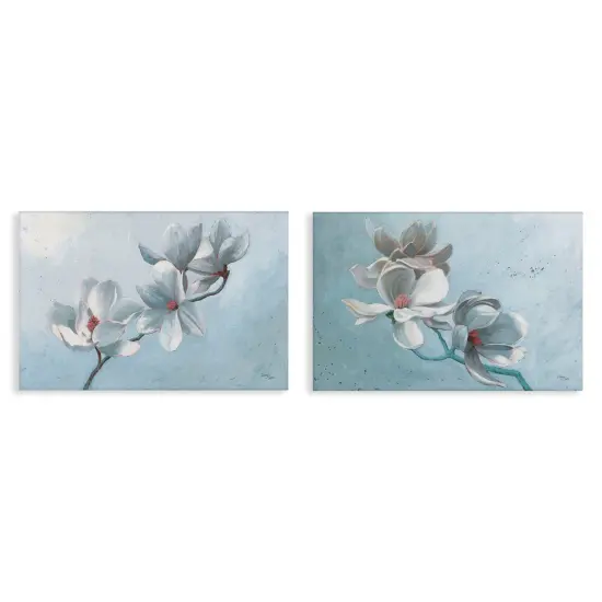 Stupell Industries Single Magnolia Branch Blossoms 2 pc Canvas Wall Art Set Design by Wellington Studio {1}