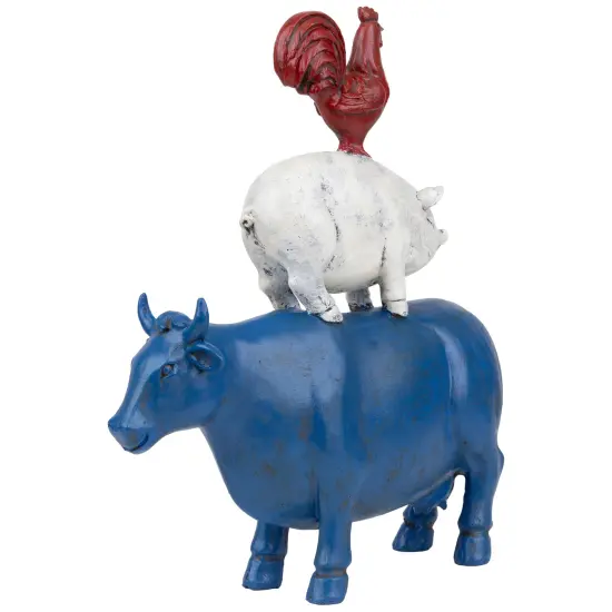 Northlight Stacked Patriotic Farm Animals Outdoor Garden Statue - 12" Blue {5}