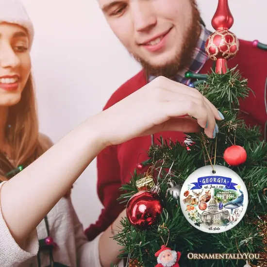 Artistic Georgia State Themes and Landmarks Christmas Ornament {7}
