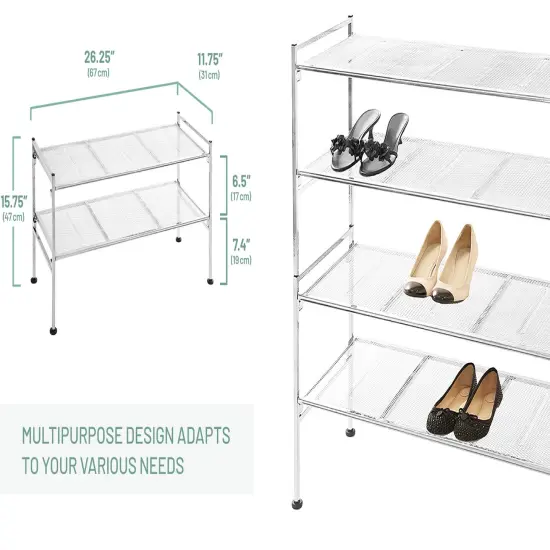 Seville Classics 2-Tier Metal Mesh Stackable Shoe Rack {2}