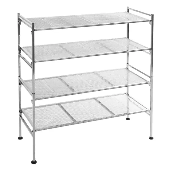 Seville Classics 4-Tier Metal Mesh Shoe Rack, 26.25" W x 11.75" D x 31.1" H {6}