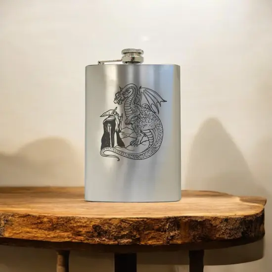 8oz Wizard and Dragon Stainless Steel flask {4}