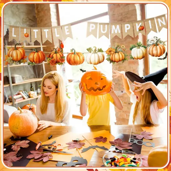 Little Pumpkin Baby Shower Banner Burlap Bunting Pumpkin Baby {4}